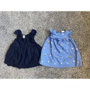 Gap Baby Girl 3-6 Months Summer Dress Lot Ruffles Eyelet Detail Navy Floral